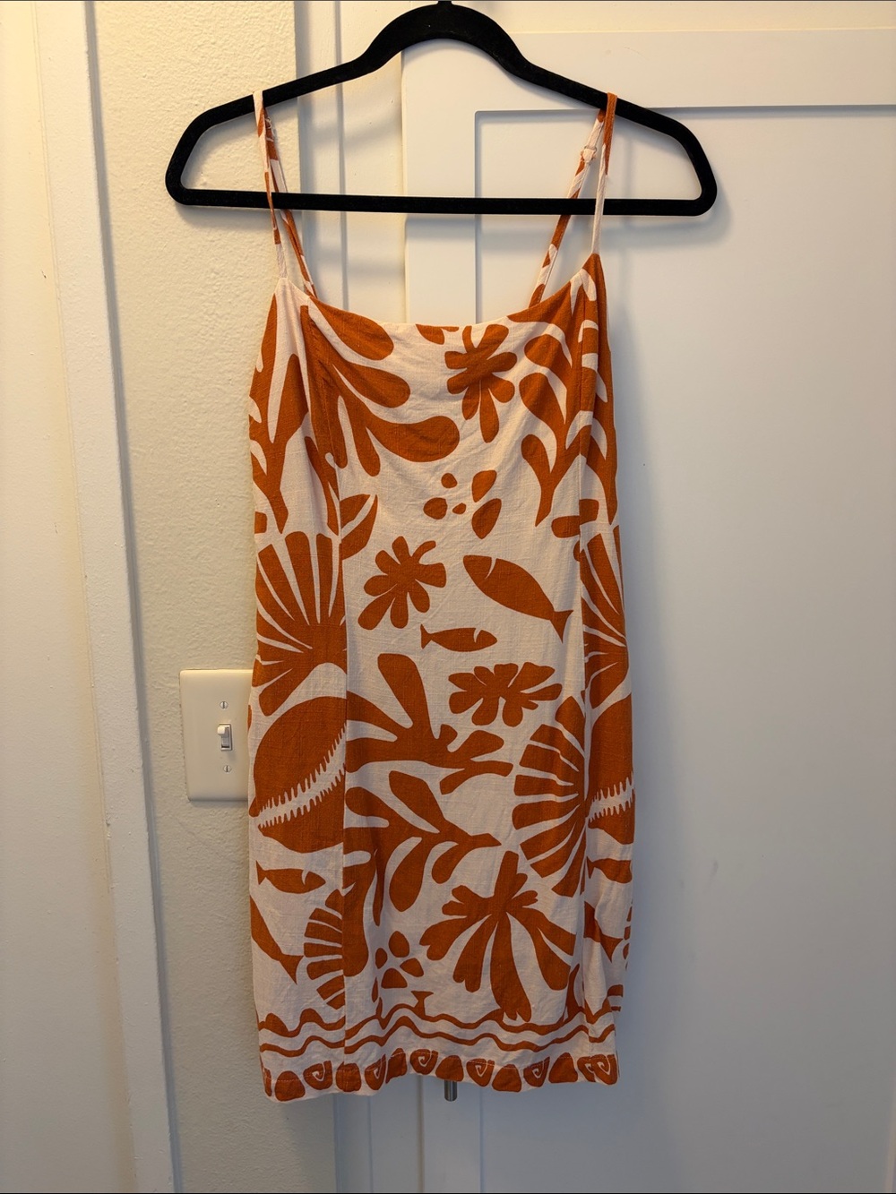 Lost + Wander linen Dress with Burnt Orange Floral Print